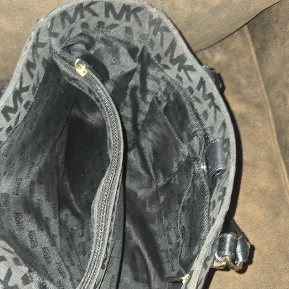 Michael Kors Black MK Logo Tote Bag With Front Pocket & Spacious Interior